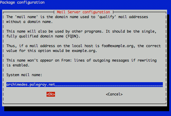 Exim4 system mail name configuration on Ubuntu 10.04 LTS (Lucid). Exim4 system mail name configuration on Ubuntu 10.04 LTS (Lucid).